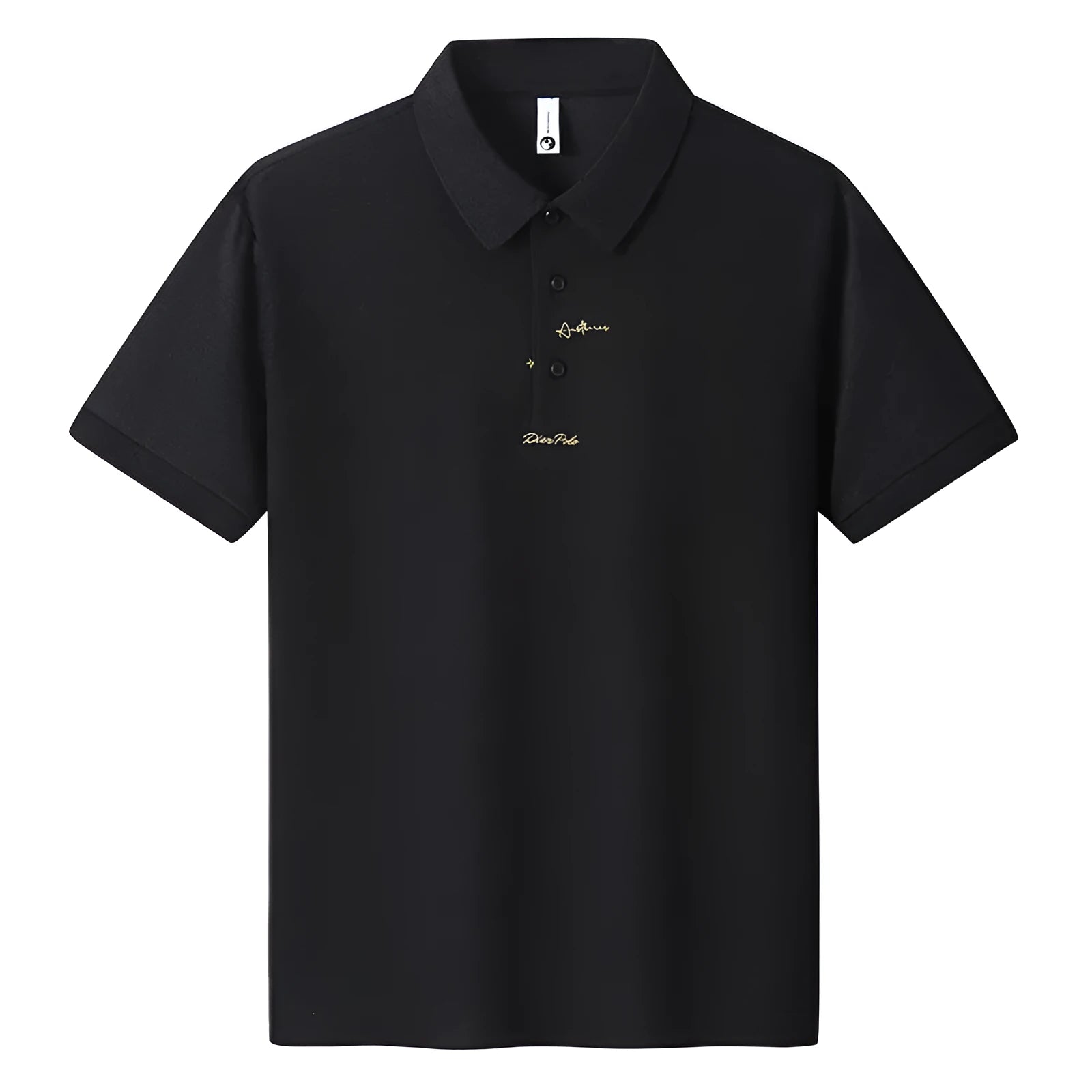 Men's loose-fit cotton T-shirt with a letter pattern, shown in one of six available colours.