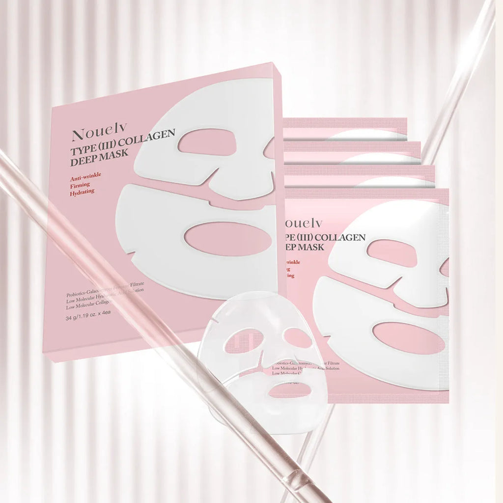 Box of four collagen layered patch masks for moisturising and rejuvenating skin.