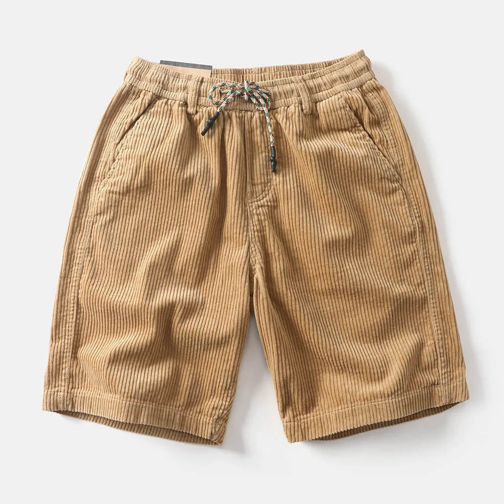 Men's retro American-style cargo shorts in polyester fabric, straight leg cut, available in khaki, white and green