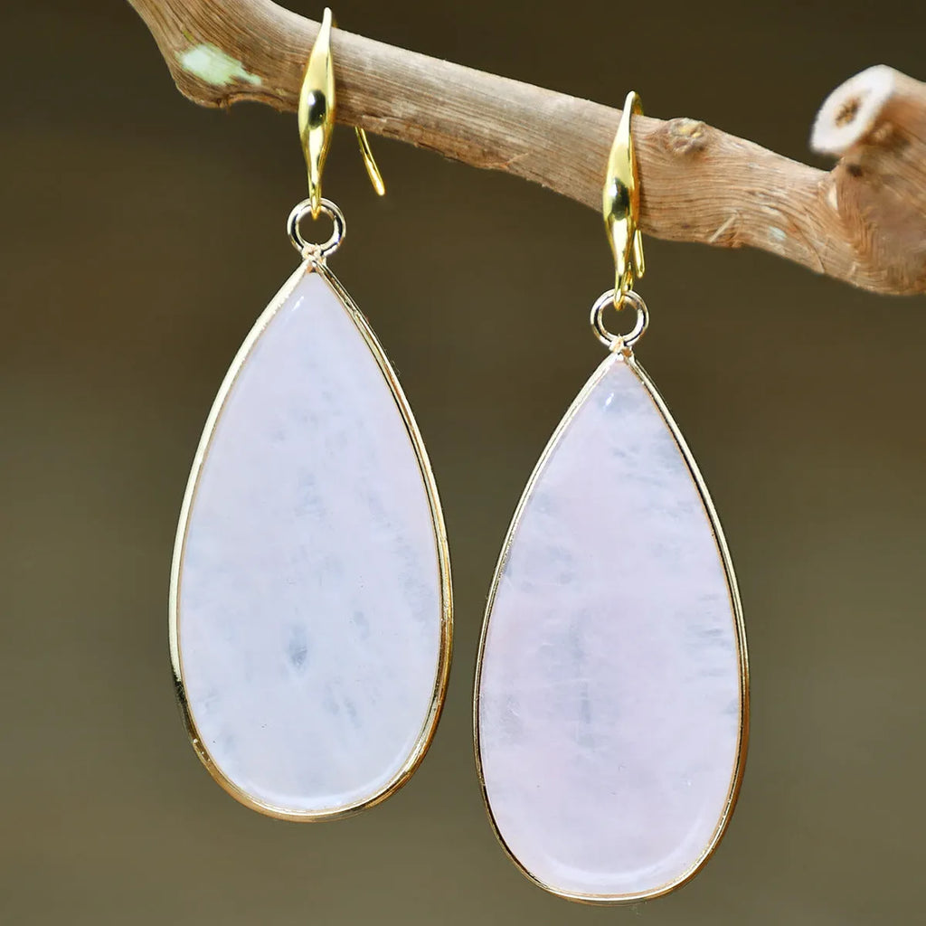 Vintage style women's stone drop earrings with long water design in five colour options