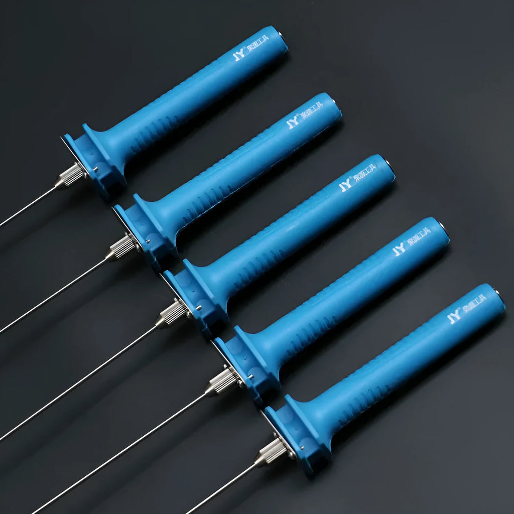 Blue electric heating foam cutter pen with plastic handle and adapter.