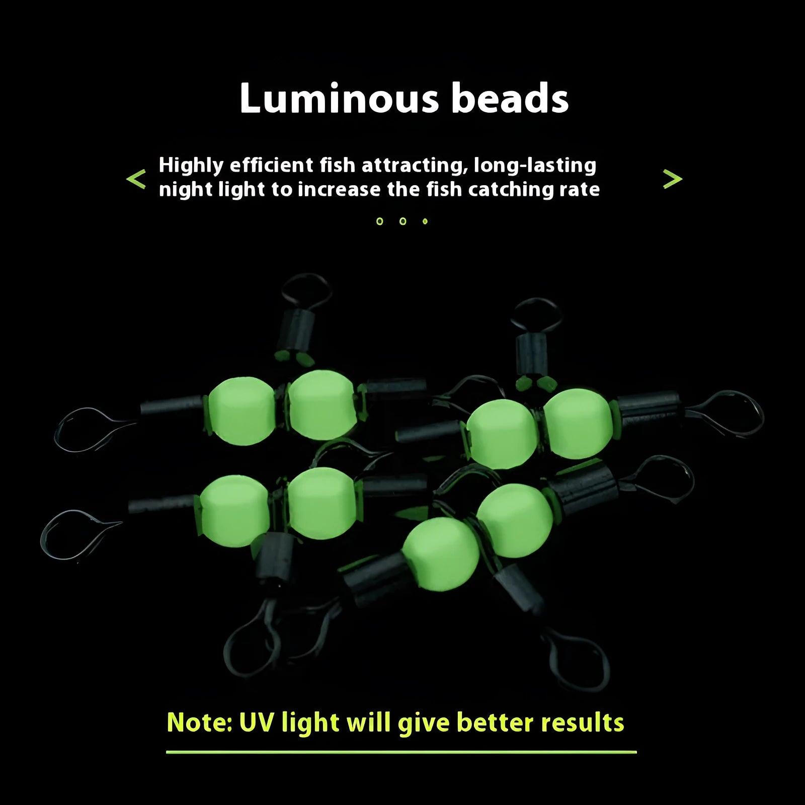 Copper fishing lure luminous swivel beads with three-fork rotation and T-type balance fork design