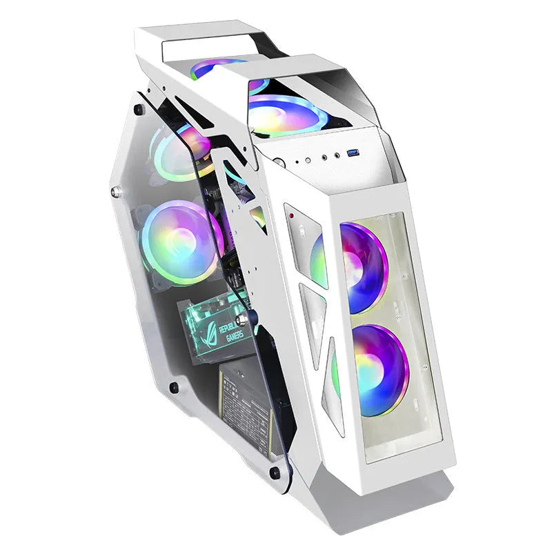 Table-type PC computer case with RGB lighting in coffee table design
