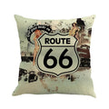 Linen cushion cover with US Route 66 landscape pattern measuring 45x45cm for car and sofa back pillows