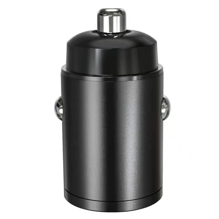 Mini 30W car cigarette lighter charger with zinc alloy body measuring 45mm by 20.7mm