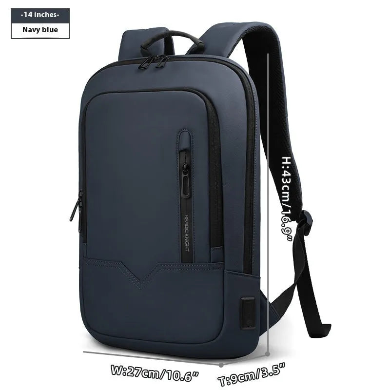 Lightweight polyester commuter backpack with USB port in olive green colour