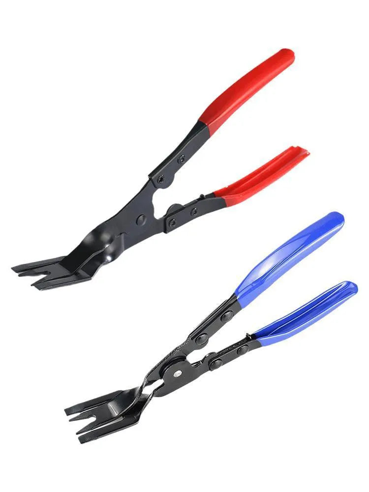 Blue steel car trim removal pliers with 235mm length and angled 32mm head
