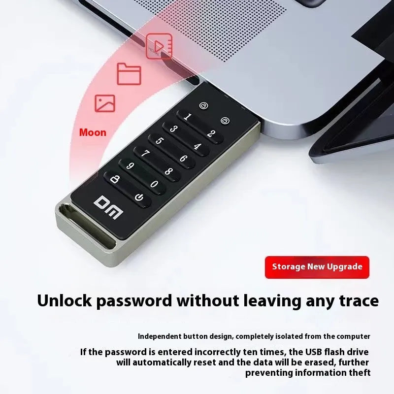 Metal fingerprint encrypted USB 3.0 flash drive with 64GB capacity for secure file storage
