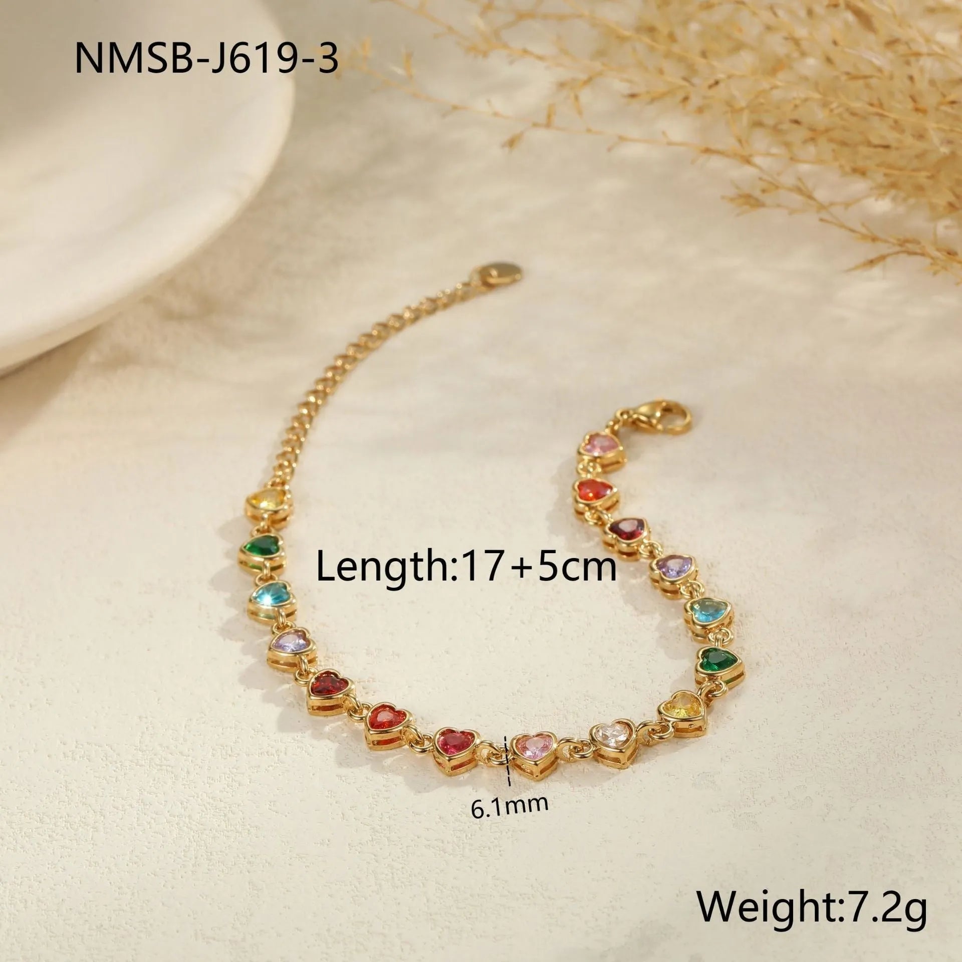 Geometric stainless steel women's bracelet with 18K electroplating in gold or silver colour