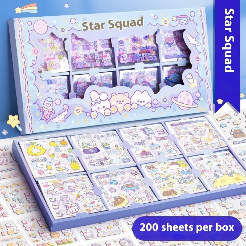 Children's goo card sticker book with five character theme designs