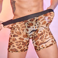 Men's leopard print boxer shorts in free size made from nylon fabric