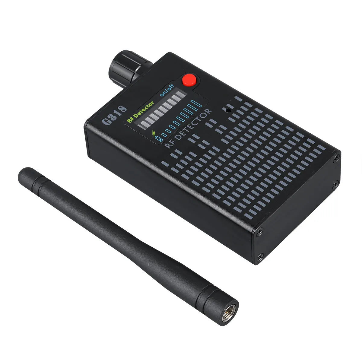 Black G318 hidden camera detector with aluminium alloy body for security checks in public spaces