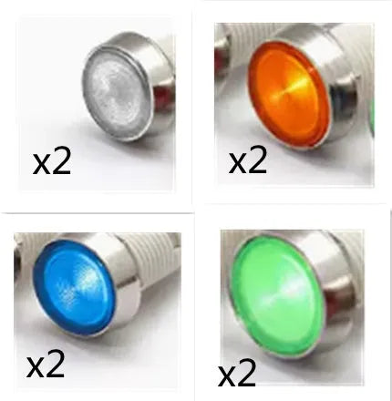 10mm stainless steel indicator light with flat end metal body and wire in various colours