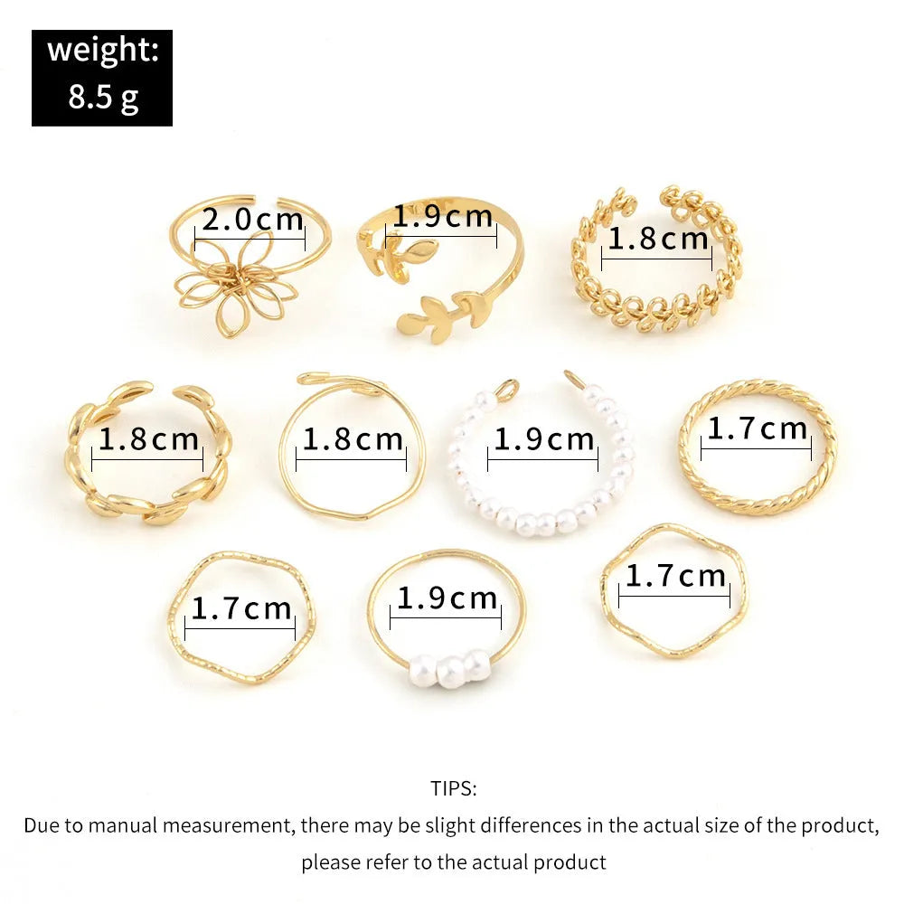 Openwork flower design ring set with glossy gold finish for women's fashion jewellery