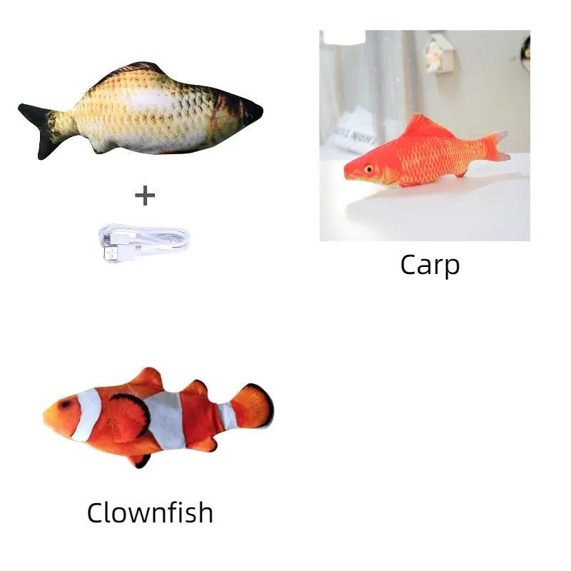 Electronic jumping fish cat toy without cat nip, 30cm multicolour design with USB cable