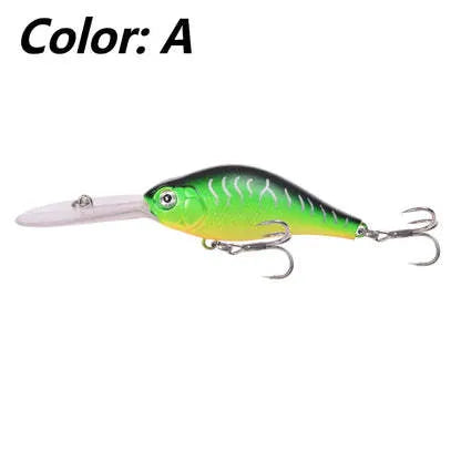 Little Fat Man deep diving minnow fishing lure showing colour options, 10.5cm in length.