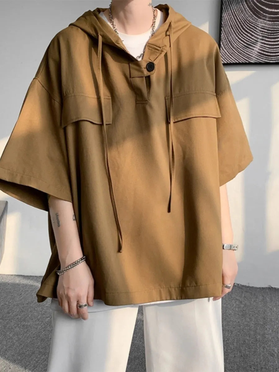 Men's hooded short sleeve T-shirt in loose summer fit available in multiple colours and sizes