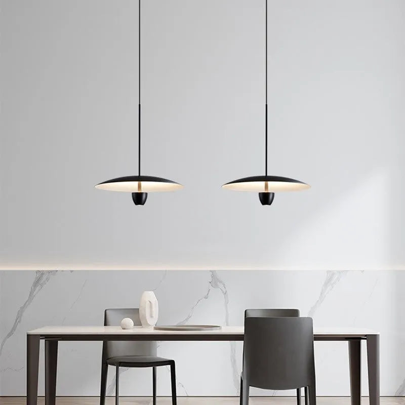 Black modern minimalist ceiling chandelier with 400mm diameter and warm white lighting