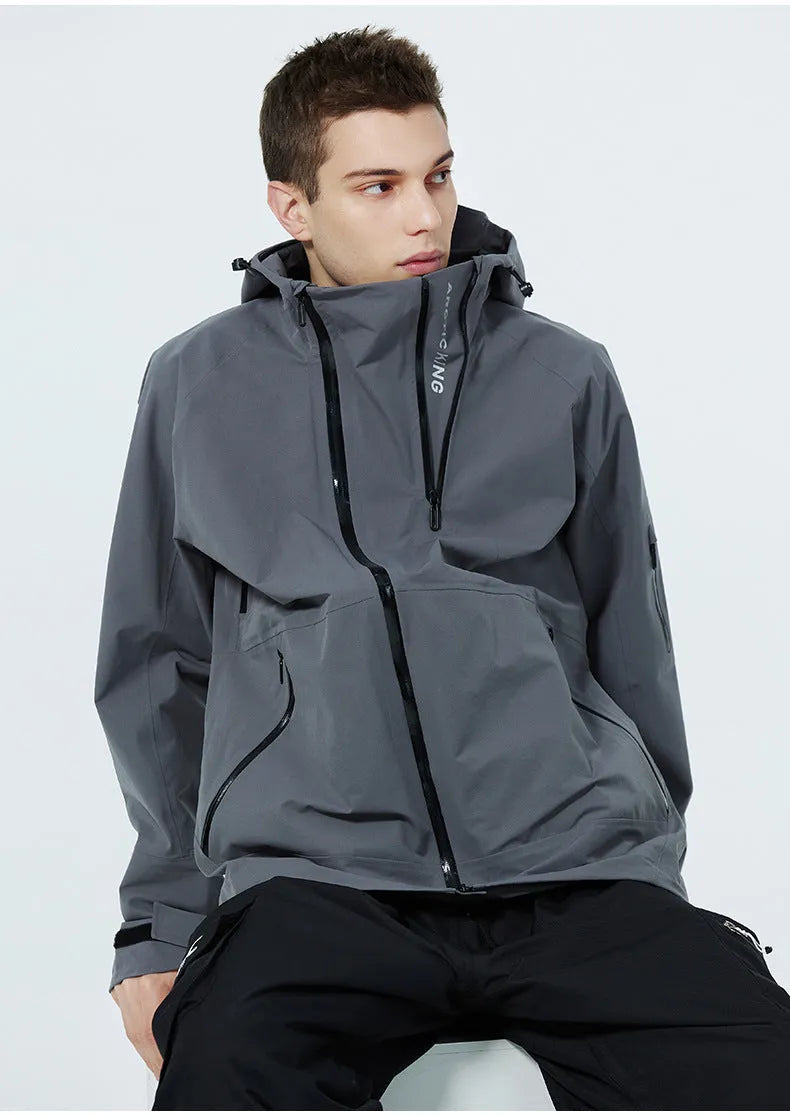 Thin-profile ski suit for men and women with windproof waterproof veneer double plate construction
