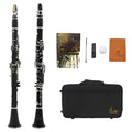Black Bakelite clarinet with nickel-plated keys and hard protective case for beginner students