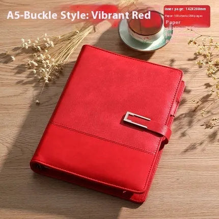 A5 soft leather notebook with PU cover and wood-free paper in choice of five colours
