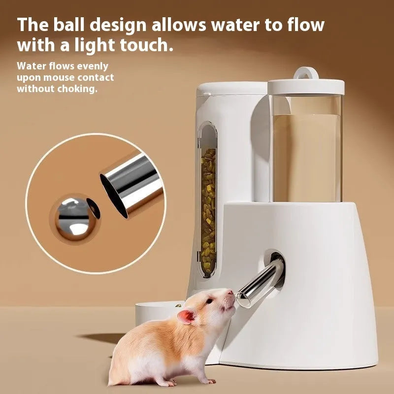 Blue hamster automatic drinking water feeder and food basin on a white background.