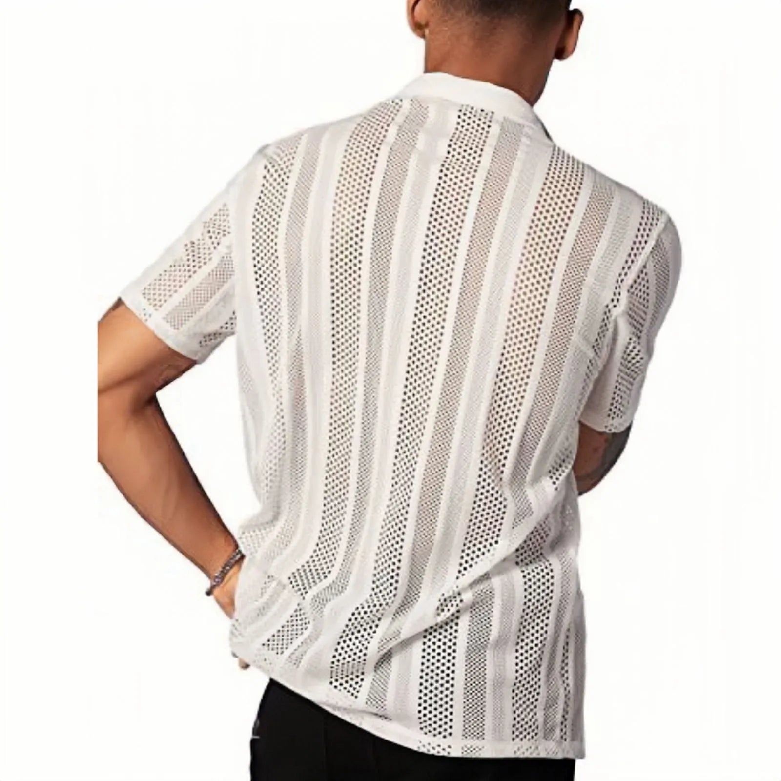 Men's knitted button shirt with jacquard pattern in cardigan style