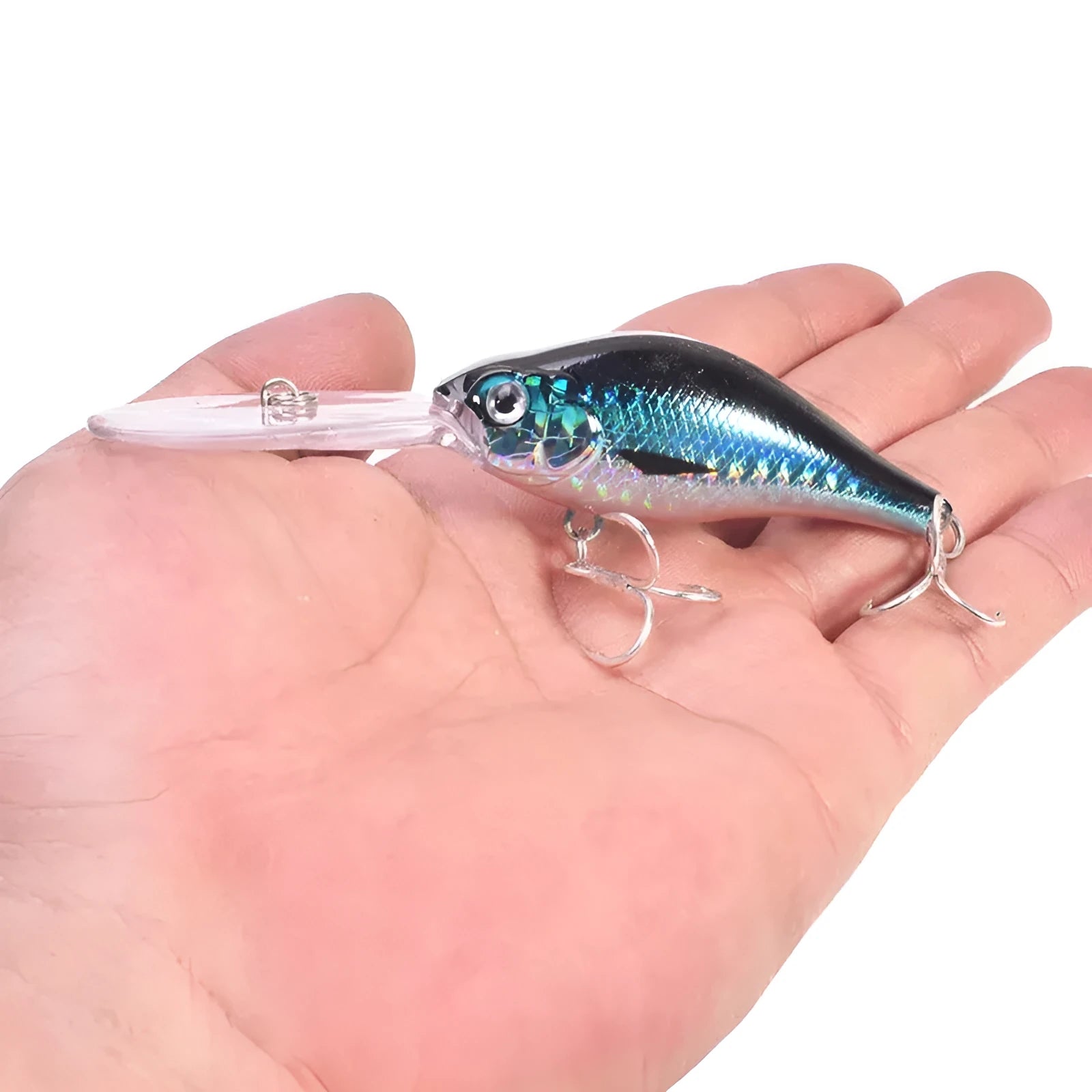Little Fat Man deep diving minnow fishing lure showing colour options, 10.5cm in length.