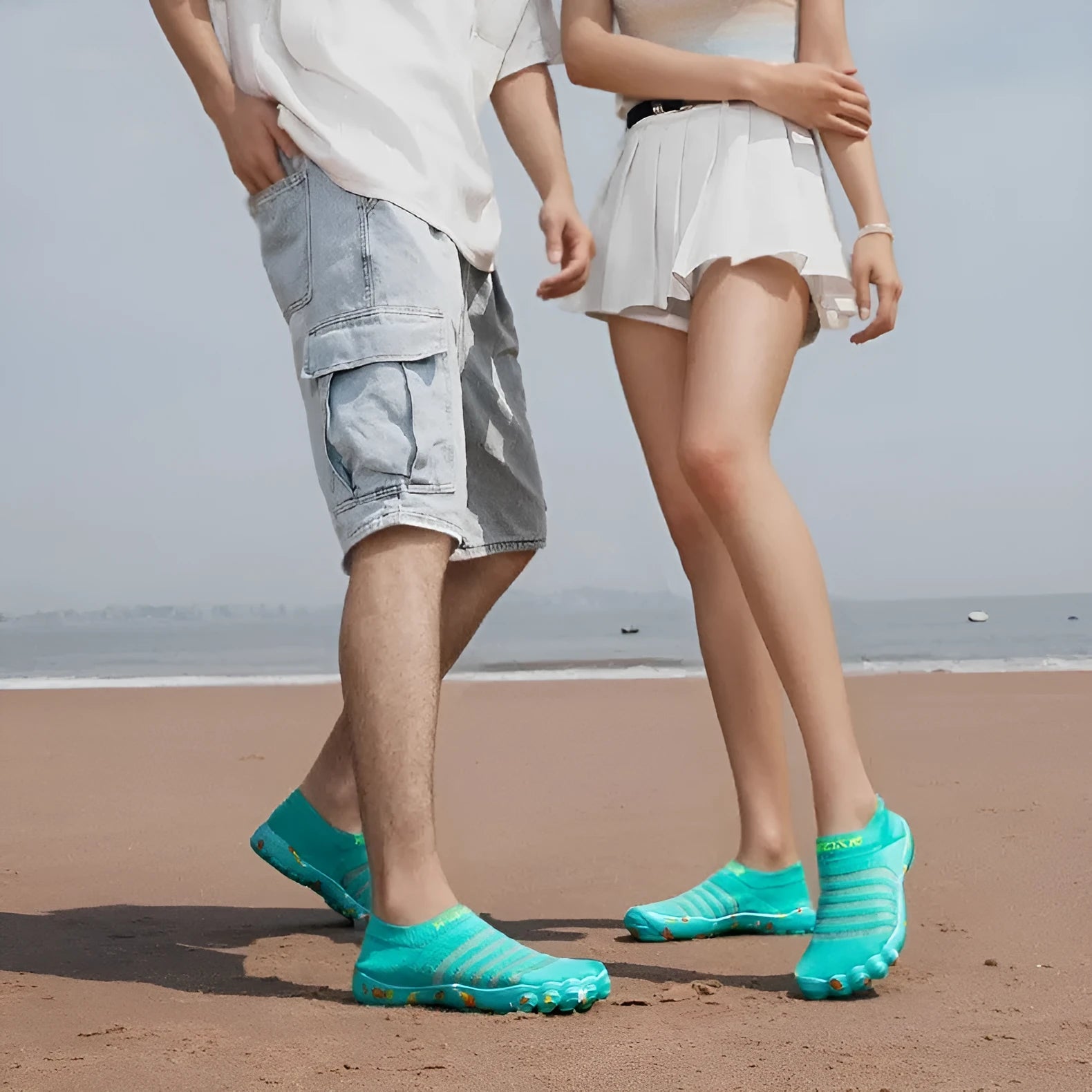 Camouflage water shoes with Flyknit upper and rubber sole in lace-up design