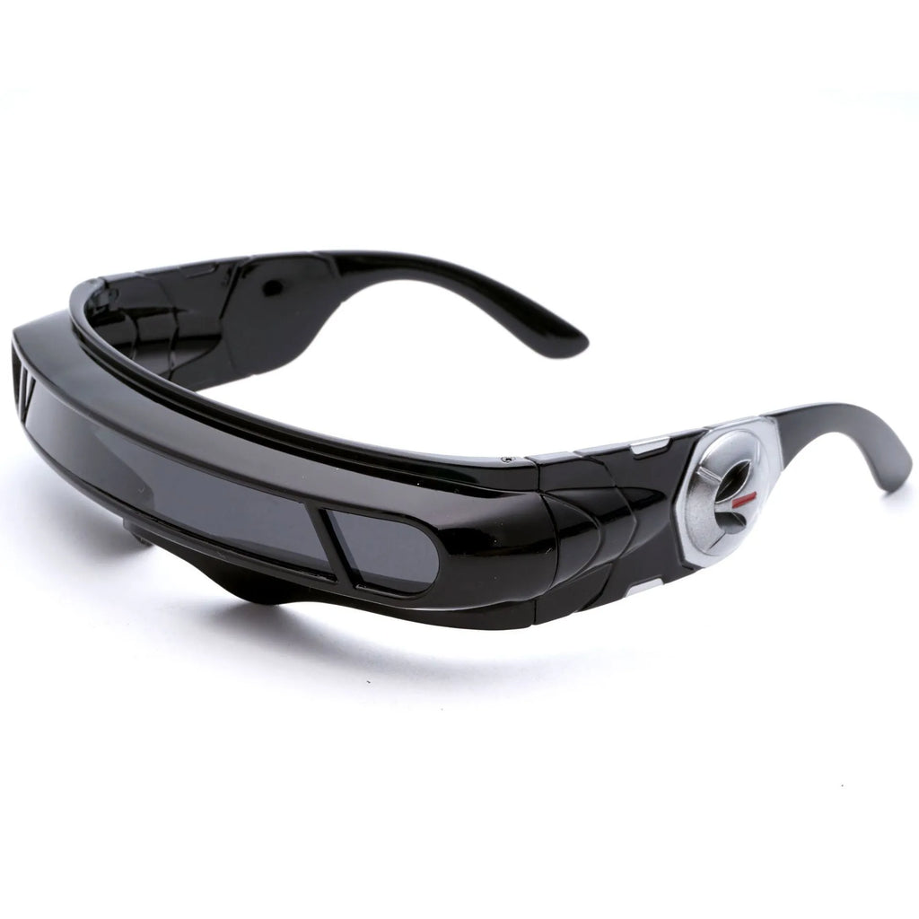 Black frame polarised sports sunglasses with blue mirror lenses in a full rim PC construction.