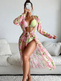 Women's printed bikini swimsuit in European and American style, shown in picture one colour.