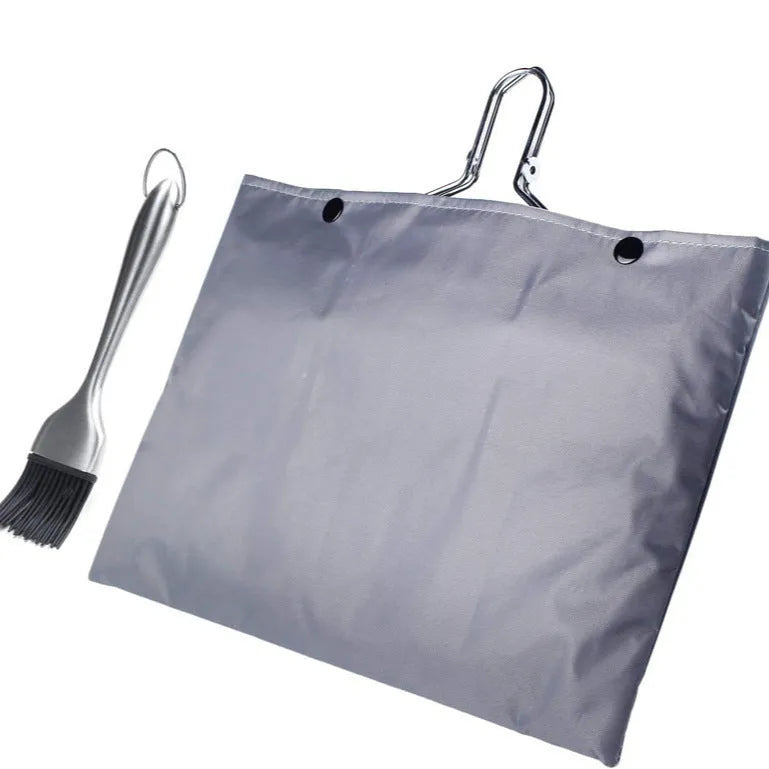 Square stainless steel folding barbecue mesh basket with cleaning brush for grill cooking