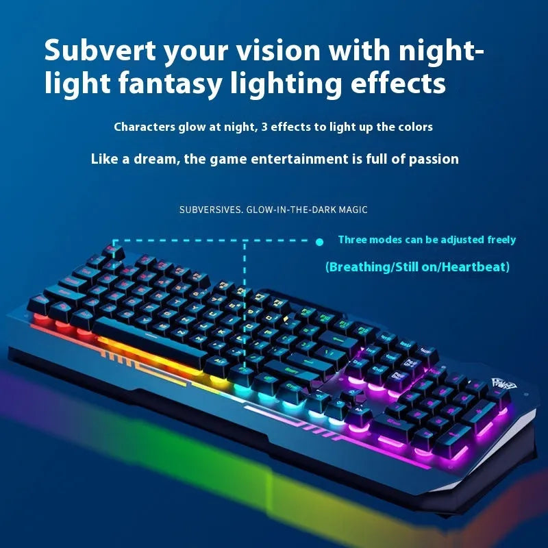 Metal mechanical keyboard bundle with gaming mouse, headset, and optional mouse pad on a desk.