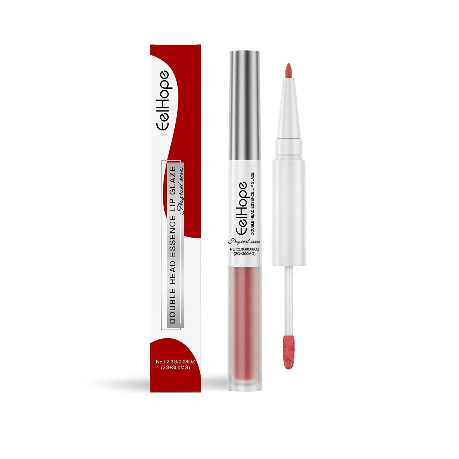 Double-headed lip liner and lip lacquer pen lipstick in choice of three colours.