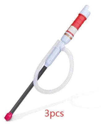 Blue manual hand siphon pump for transferring gasoline and oil, made from PP plastic.