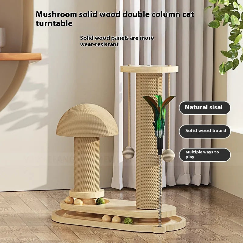 Solid wood cat turntable scratching post climbing frame in multiple colour variations