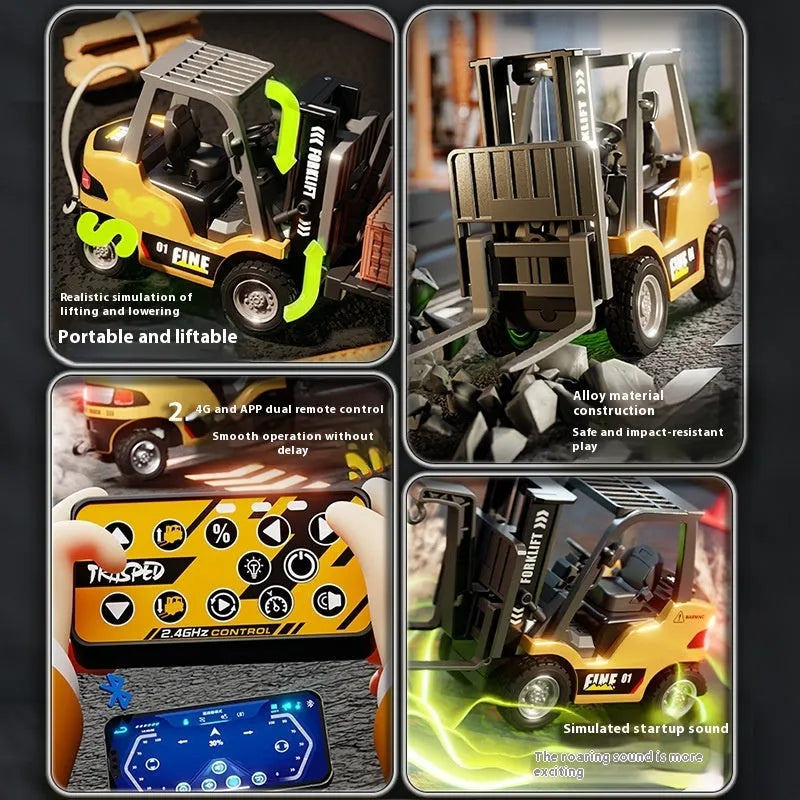 1:64 scale alloy forklift model with Bluetooth remote control and accessory pack