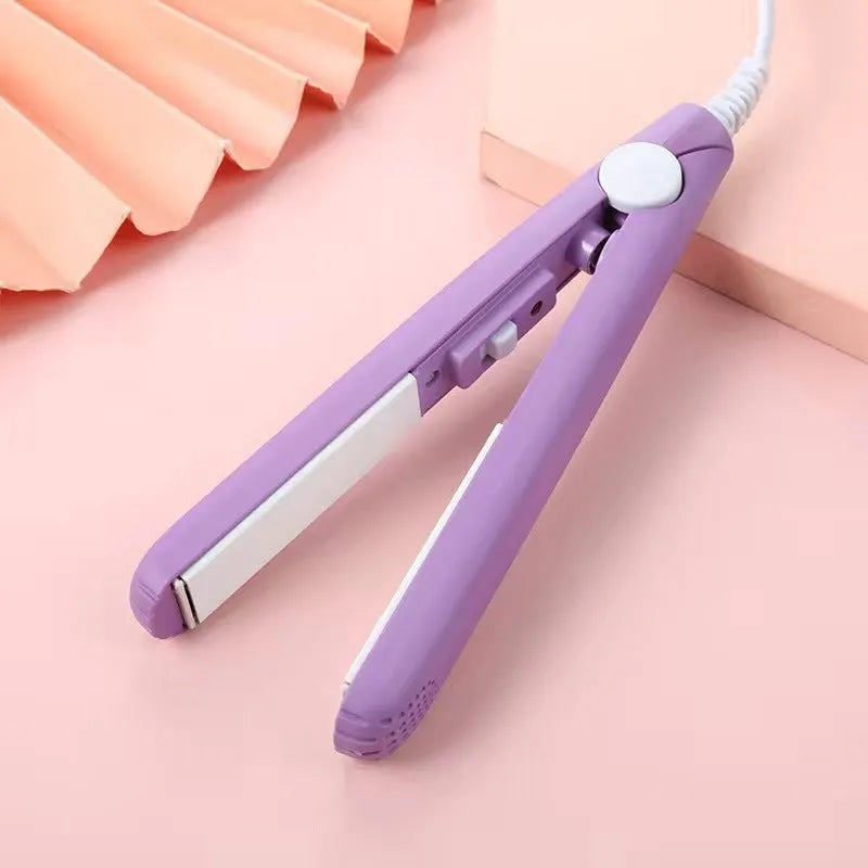 Mini hairdressing splint hair straightener in chosen colour with storage box and clip for bangs styling