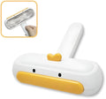 Yellow duck design reusable manual pet hair remover brush with lid open
