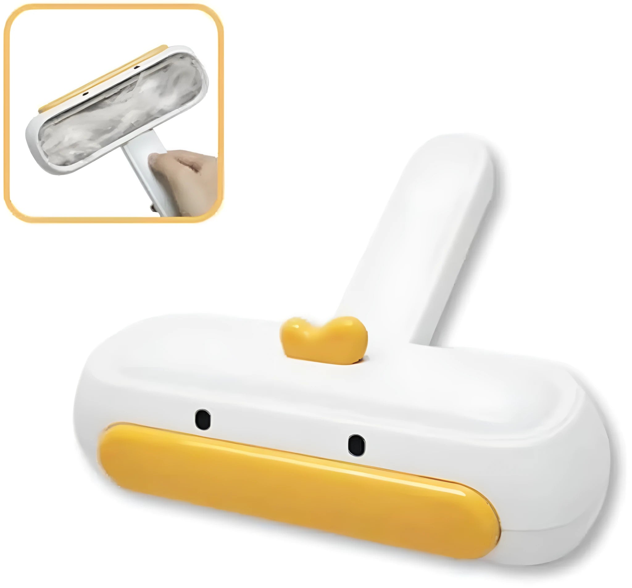 Yellow duck design reusable manual pet hair remover brush with lid open