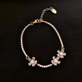 Gold geometric quadrilateral women's bracelet with inlaid zircon stones on copper