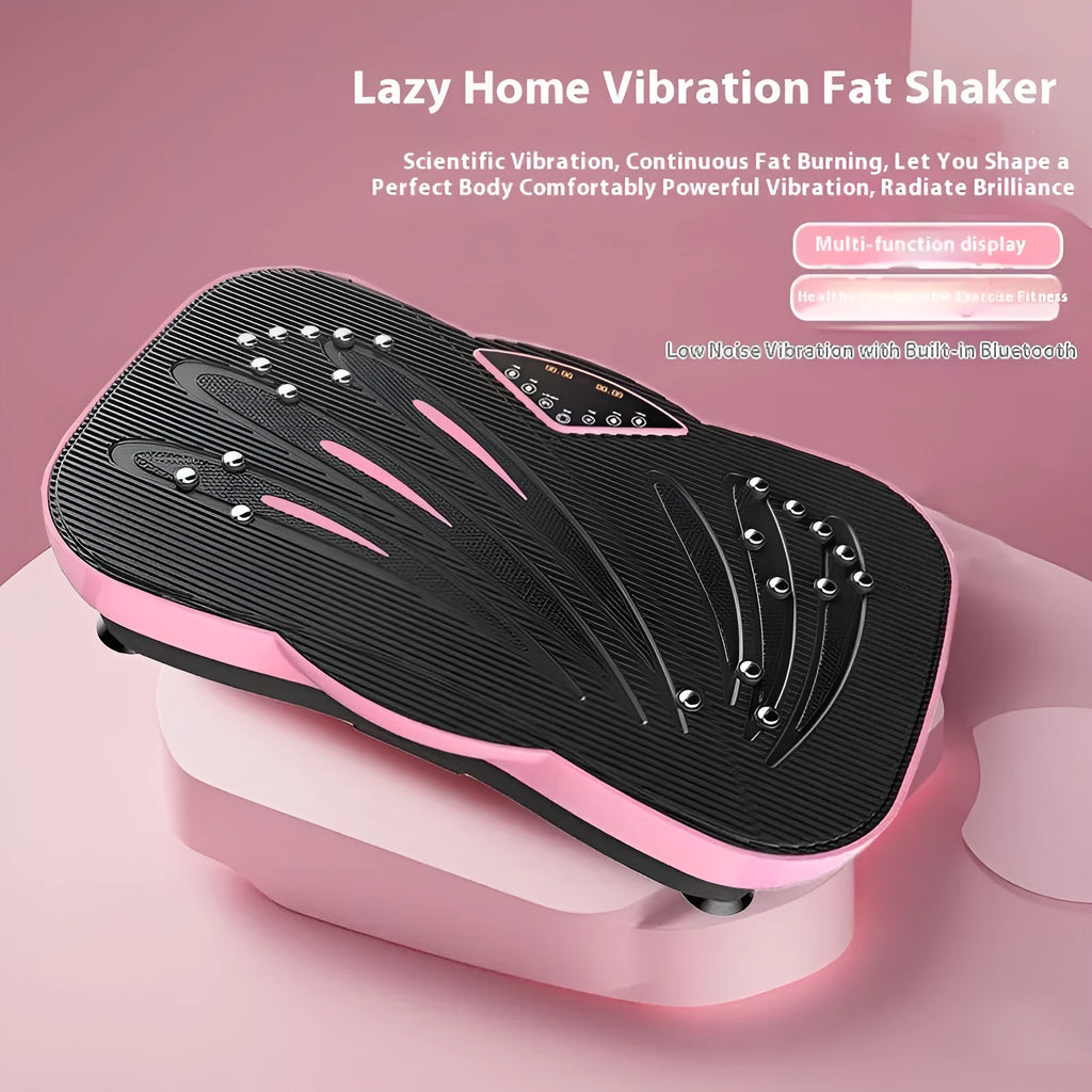 Black and pink home fitness power plate with remote control showing 150kg load capacity