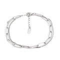 Double layer titanium steel bracelet with geometric shape and line pattern elements