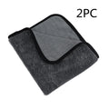 Grey square microfiber car wash towel laid flat, showing its 40x40 cm size.