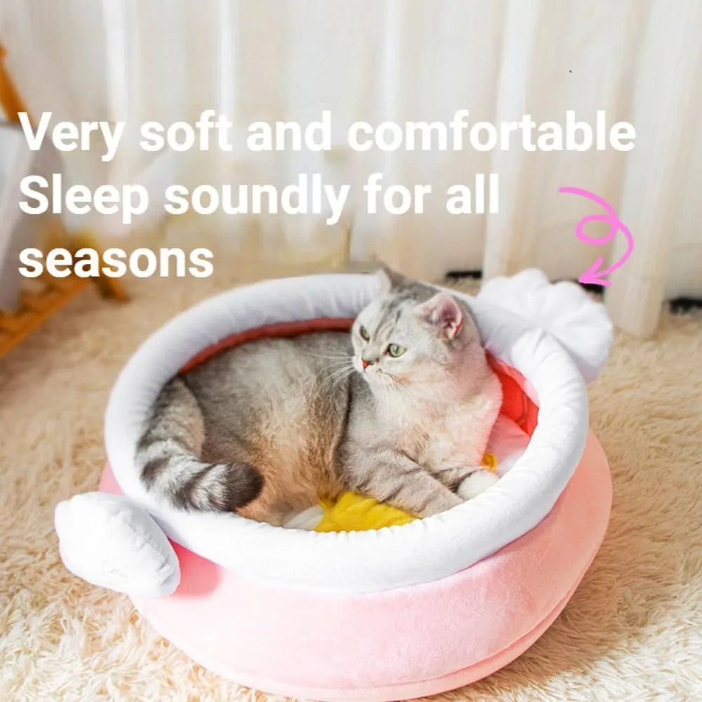 Pink honey pot magic wand shaped cat bed with a removable cushion for small pets.