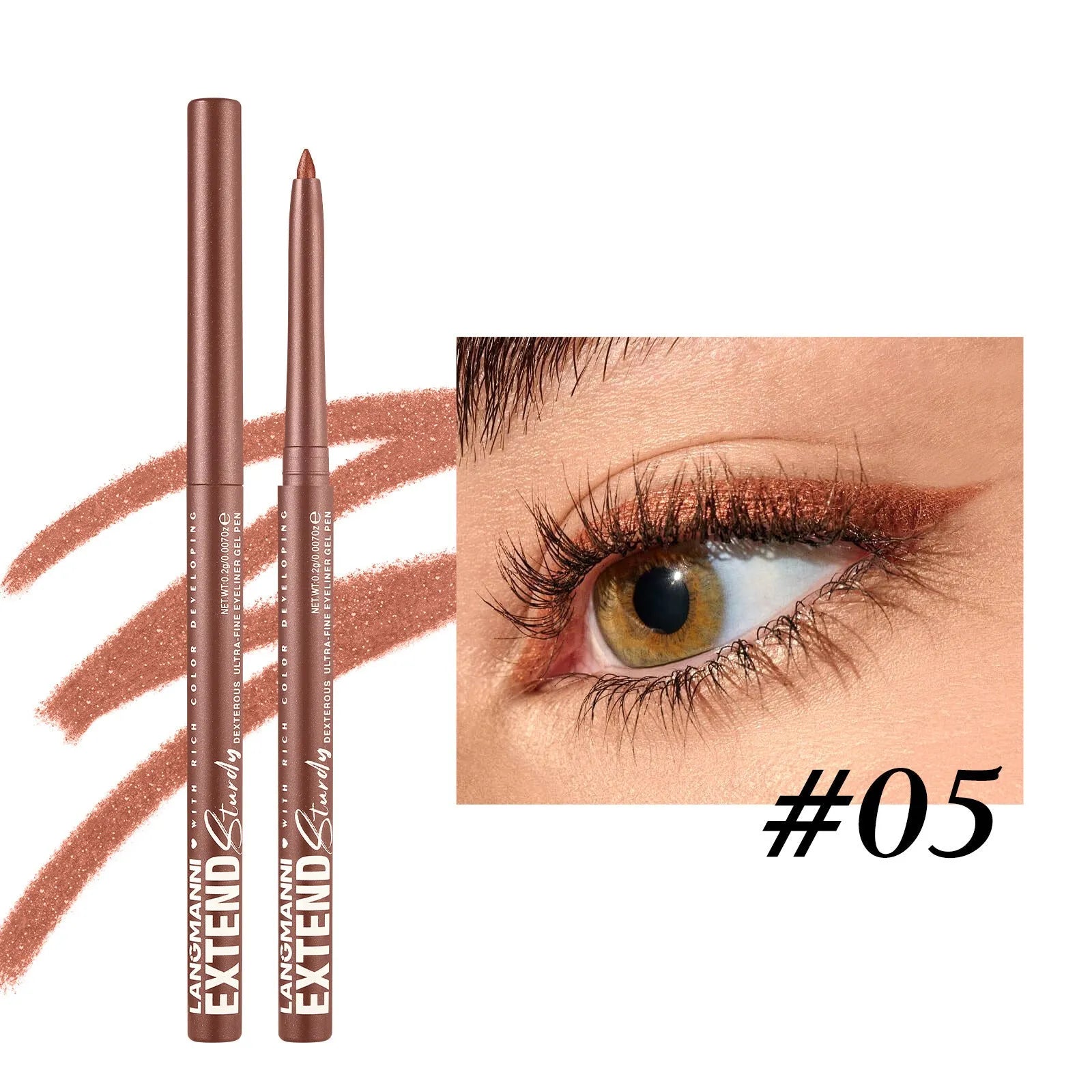 Set of 12 colourful gel glitter eyeliner pencils showing matte, glitter, metallic and pearl shades.