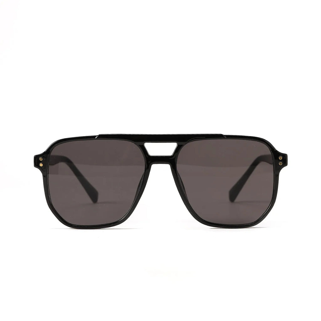 Women's square double beam fashion sunglasses with UV400 protection in light tea colour