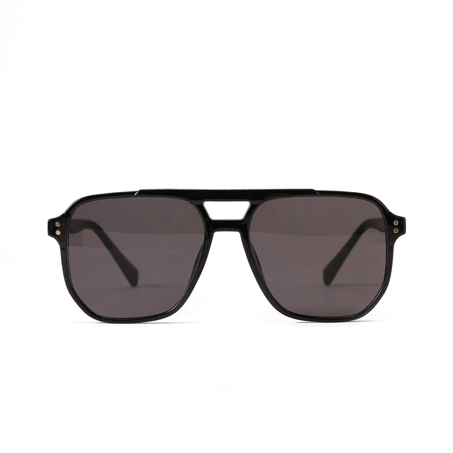Women's square double beam fashion sunglasses with UV400 protection in light tea colour