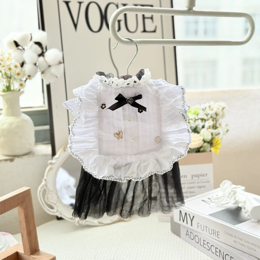 White polyester princess-style gauze skirt for small to medium dogs with tulle fabric details