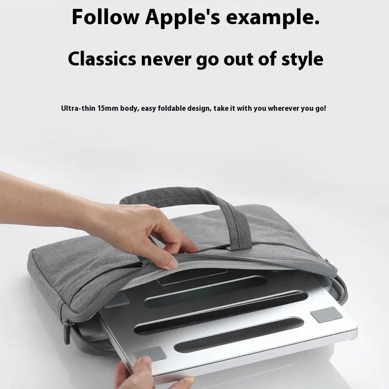 Aluminium alloy folding laptop cooling rack showing its size and riser design